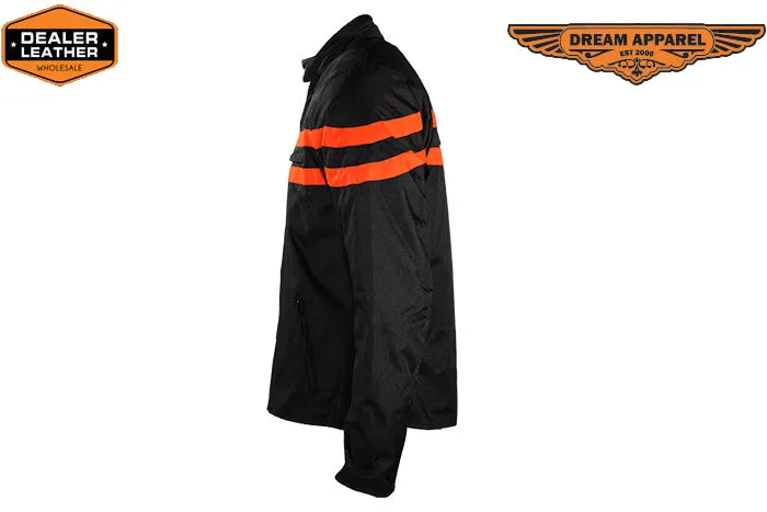 Mens Textile Motorcycle Jacket With Orange Stripes