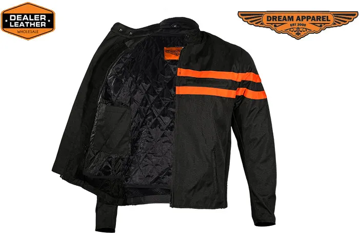 Mens Textile Motorcycle Jacket With Orange Stripes