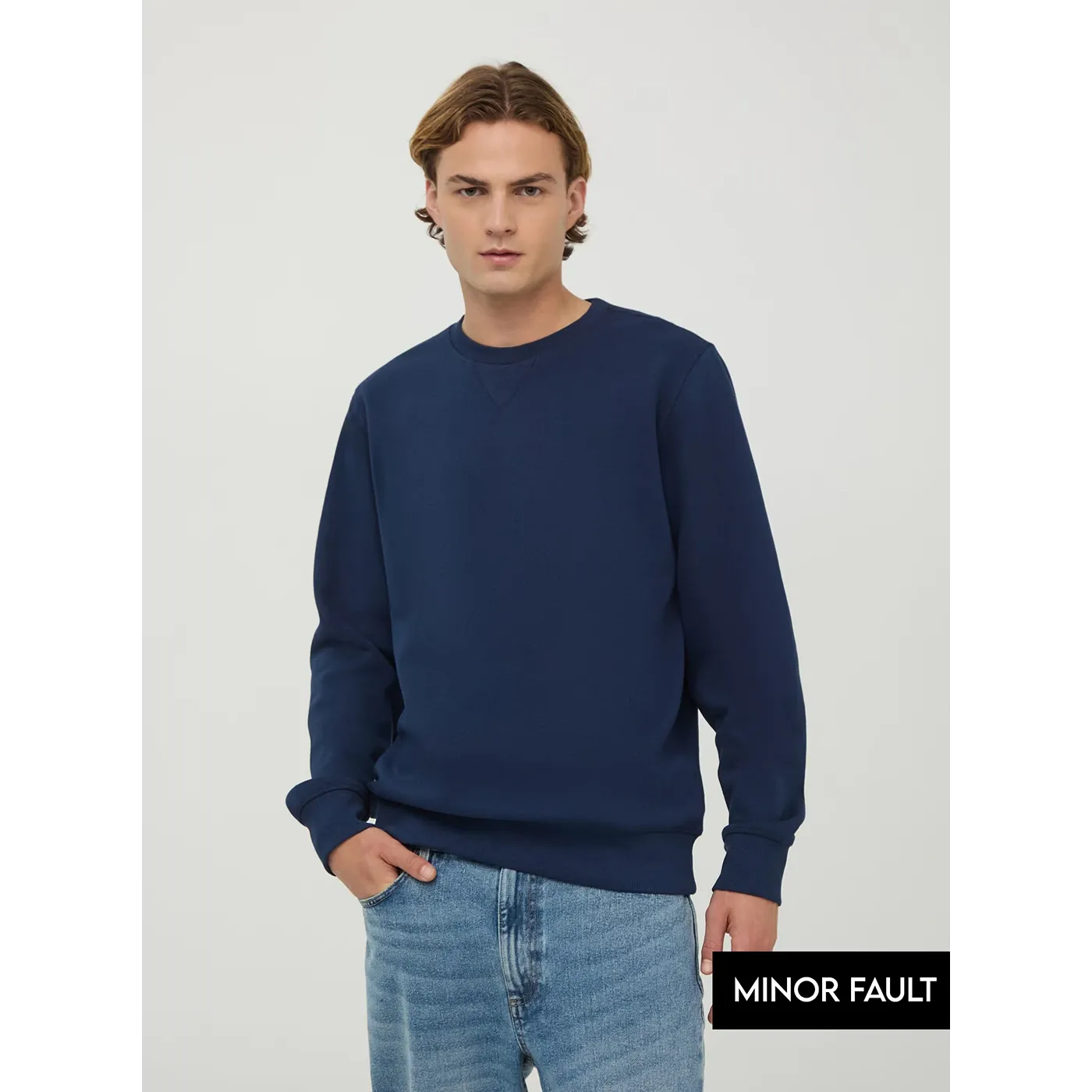 (Minor Fault) Blue Basic Regular Fit Sweatshirt