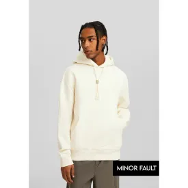 (Minor Fault) Cream Hoodie with Back Embossed Logo