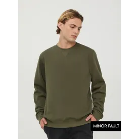 (Minor Fault) Olive Basic Regular Fit Sweatshirt