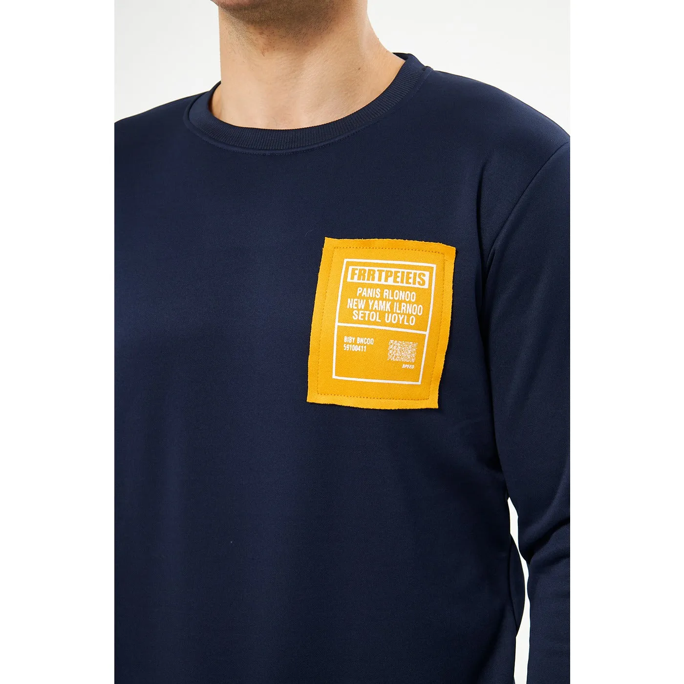 Navy Raw Patch Sweatshirt