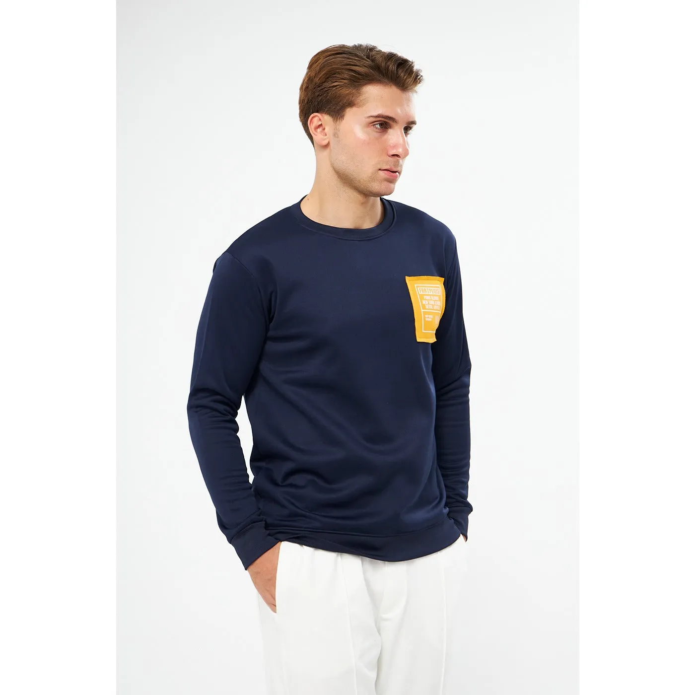 Navy Raw Patch Sweatshirt