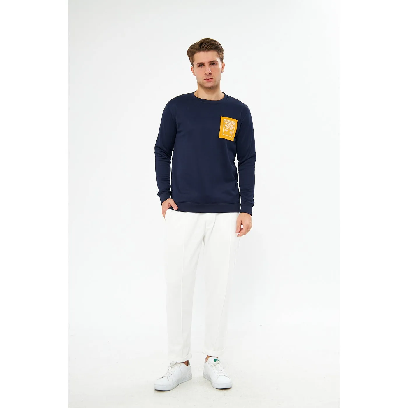 Navy Raw Patch Sweatshirt