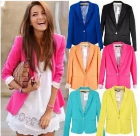 NEW 2017 spring autumn blazer women suit foldable brand jacket made of cotton & spandex Ladies refresh blazers Candy Color