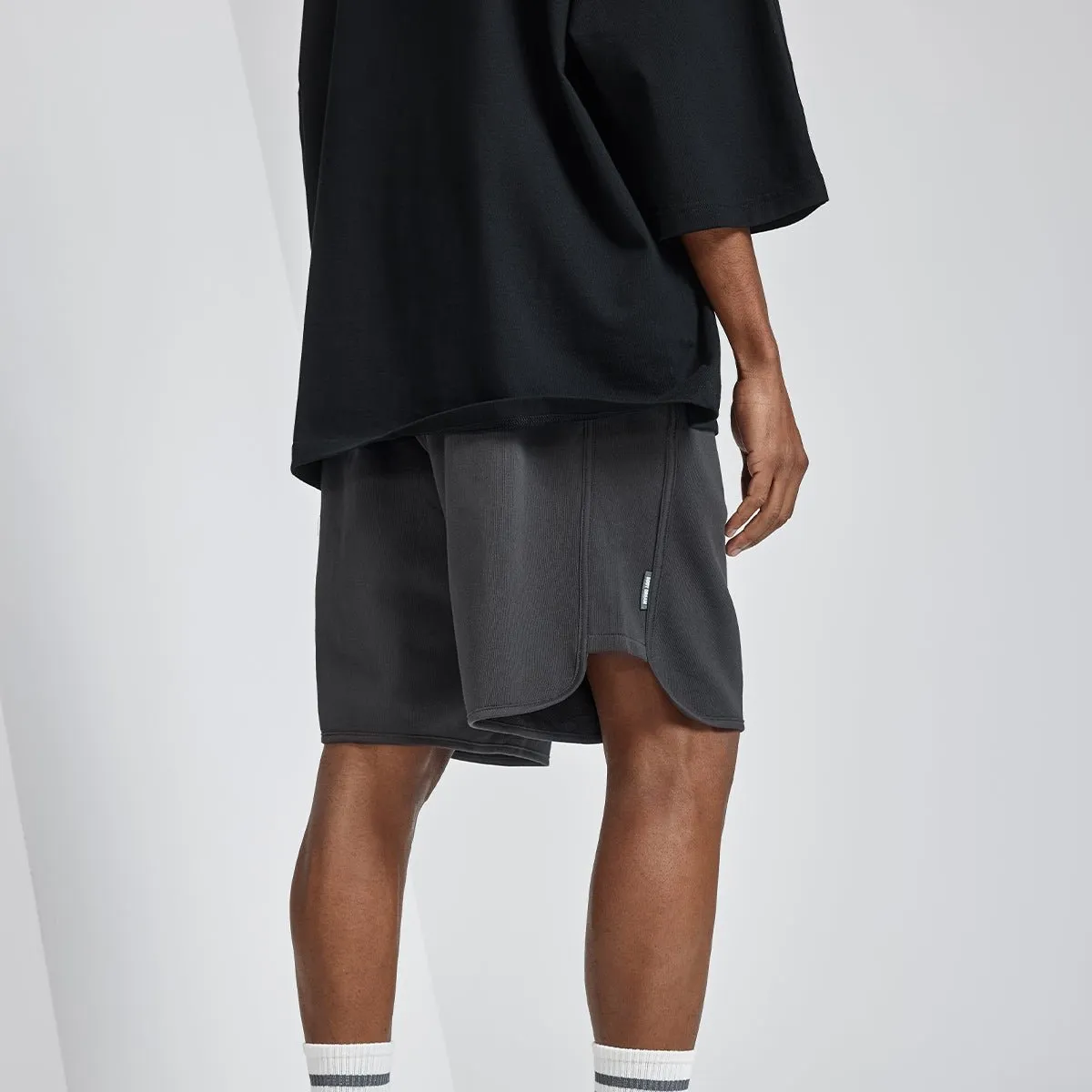 On Vacation Heavyweight Black Drawstring Waist Track Shorts