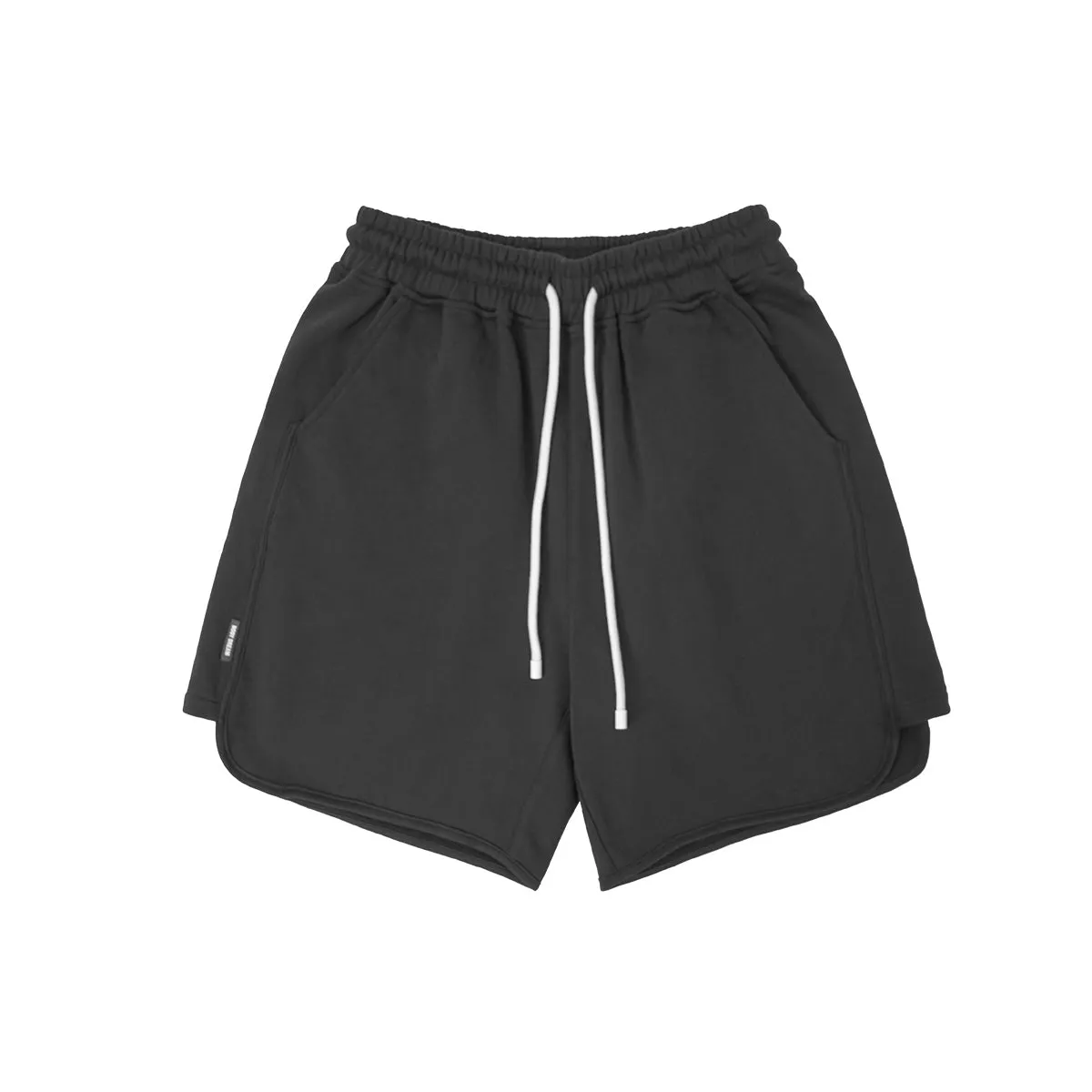 On Vacation Heavyweight Black Drawstring Waist Track Shorts