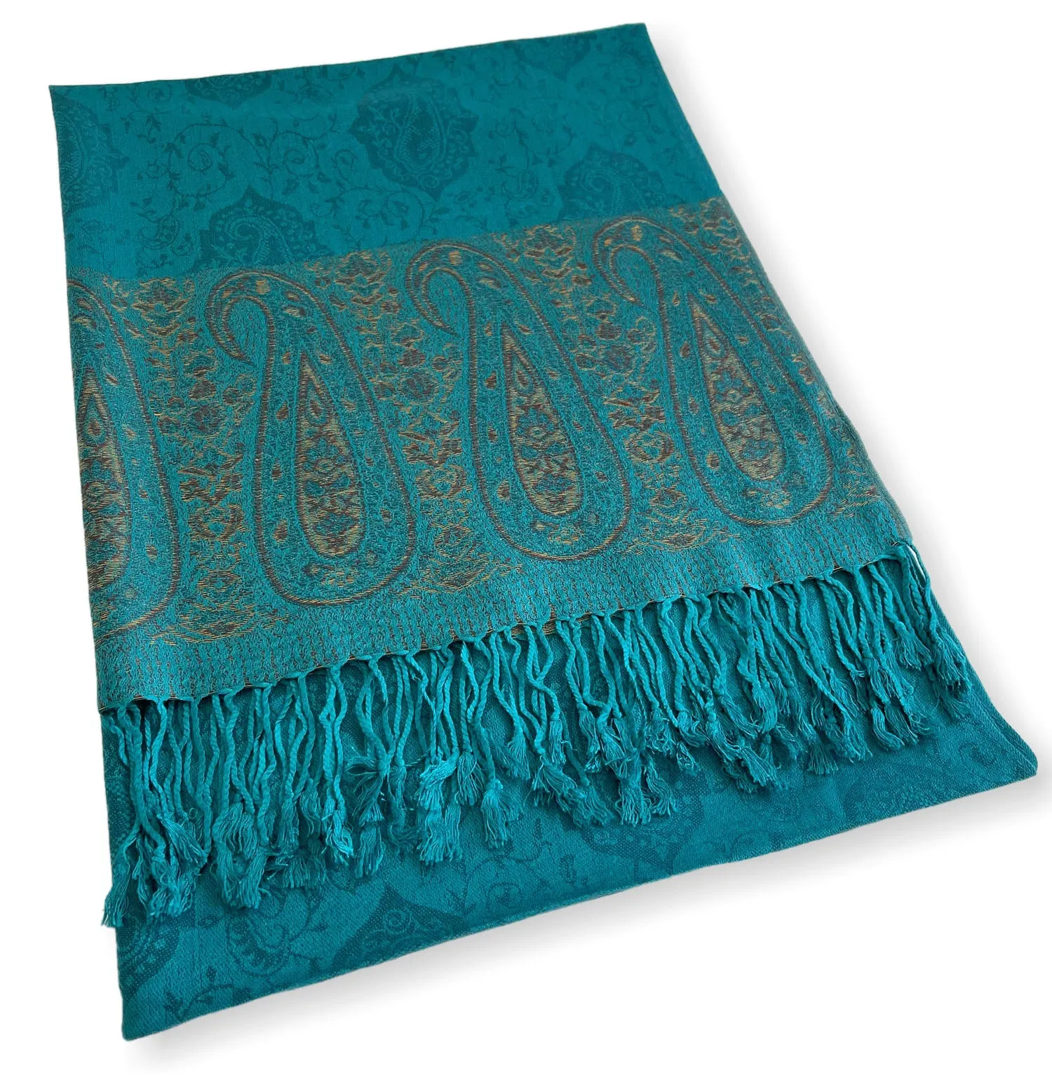 PAISLEY PRINT TEAL LIGHTWEIGHT PASHMINA SHAWL SCARF