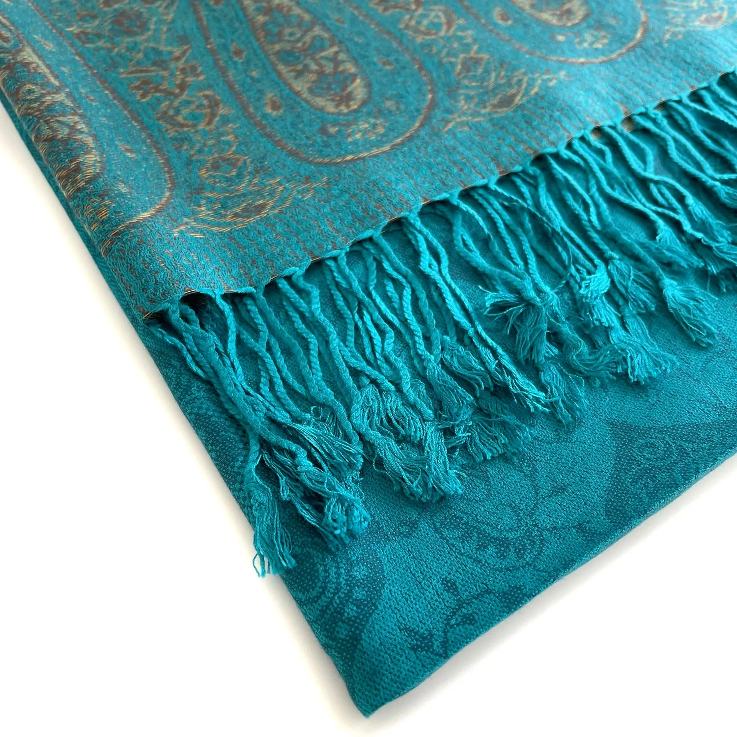 PAISLEY PRINT TEAL LIGHTWEIGHT PASHMINA SHAWL SCARF