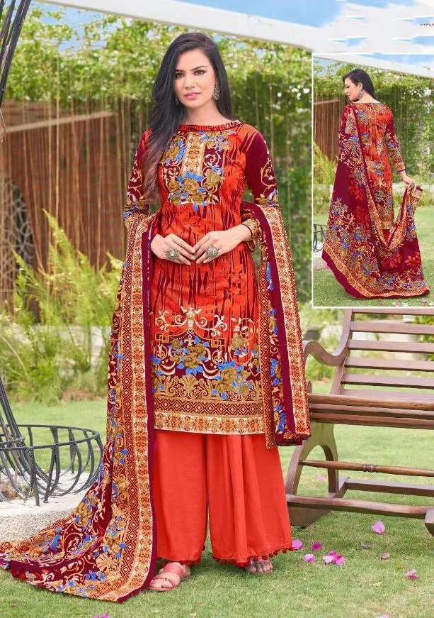 Pakistani Lawn Cotton Unstitched Suits Dress Material Red