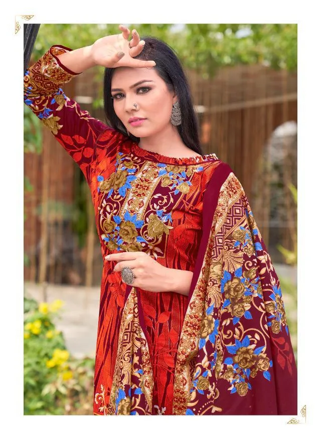 Pakistani Lawn Cotton Unstitched Suits Dress Material Red