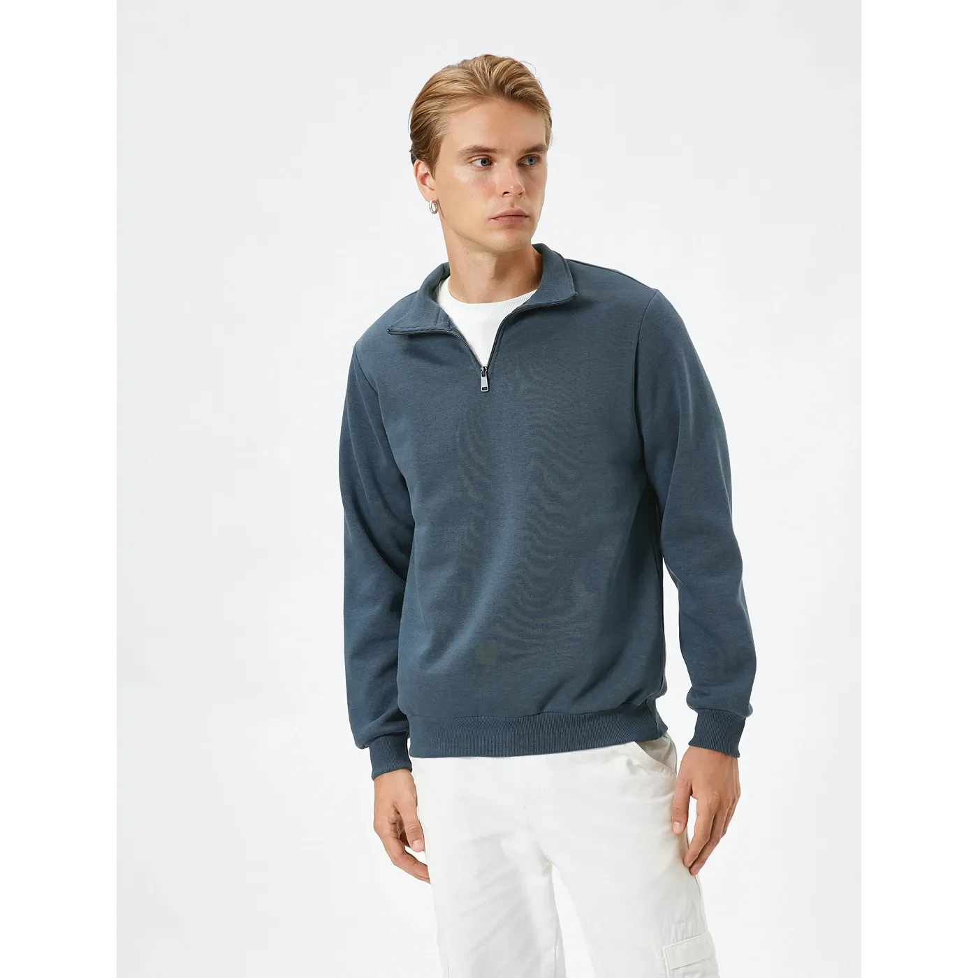 Pale Blue Half Zip Sweatshirt