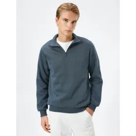 Pale Blue Half Zip Sweatshirt