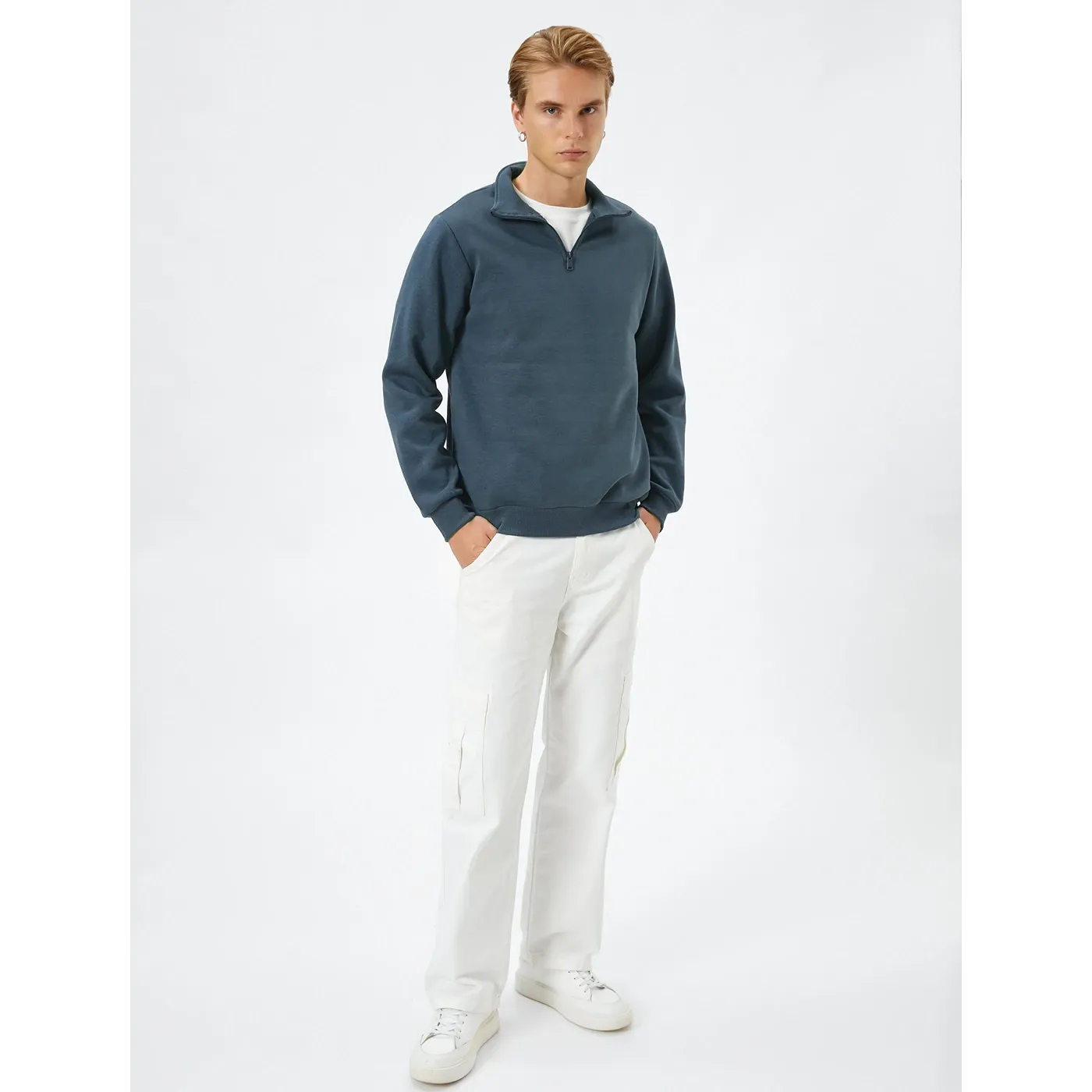 Pale Blue Half Zip Sweatshirt