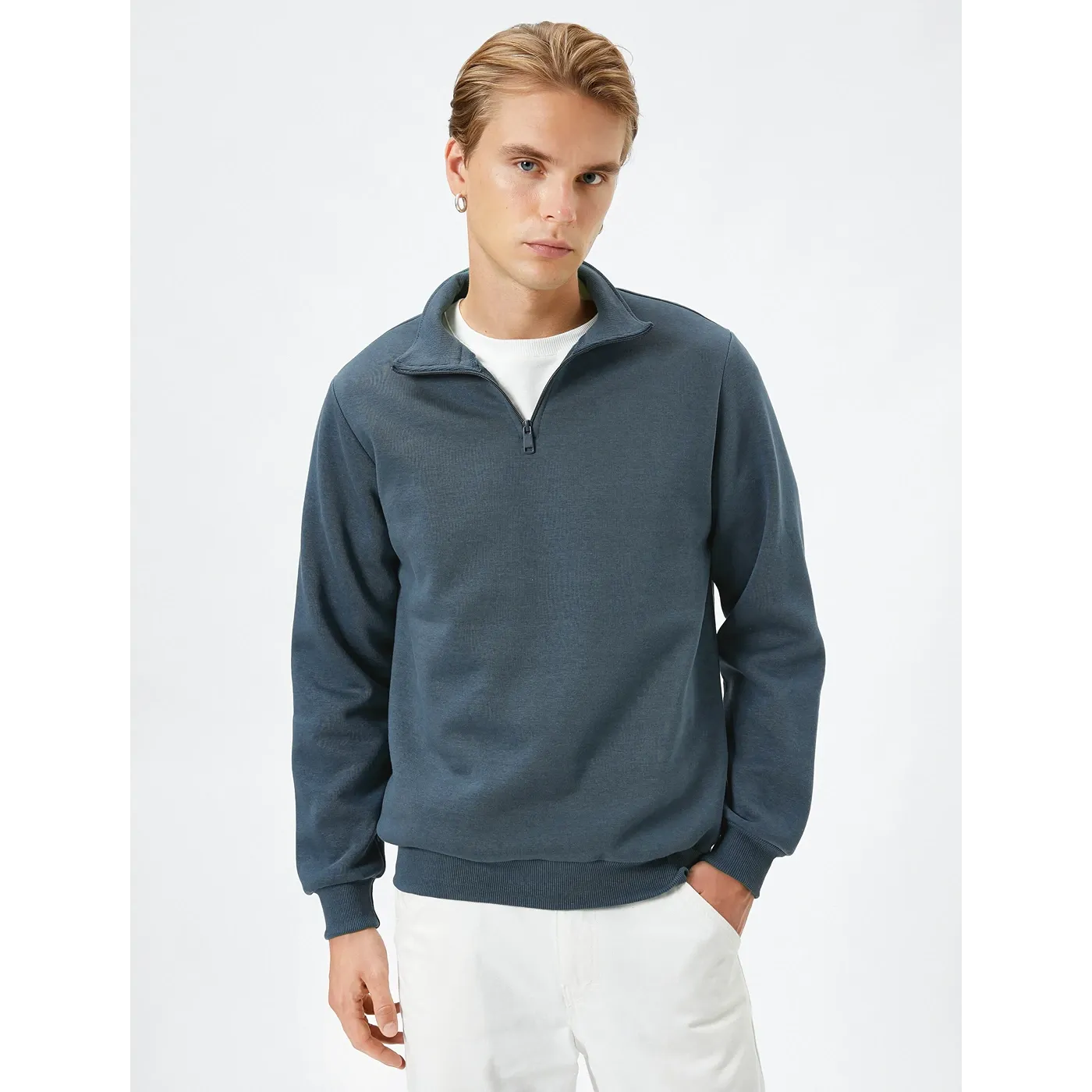 Pale Blue Half Zip Sweatshirt