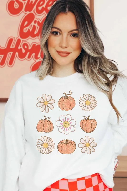 PUMPKINS AND FLOWERS SWEATSHIRT PLUS SIZE