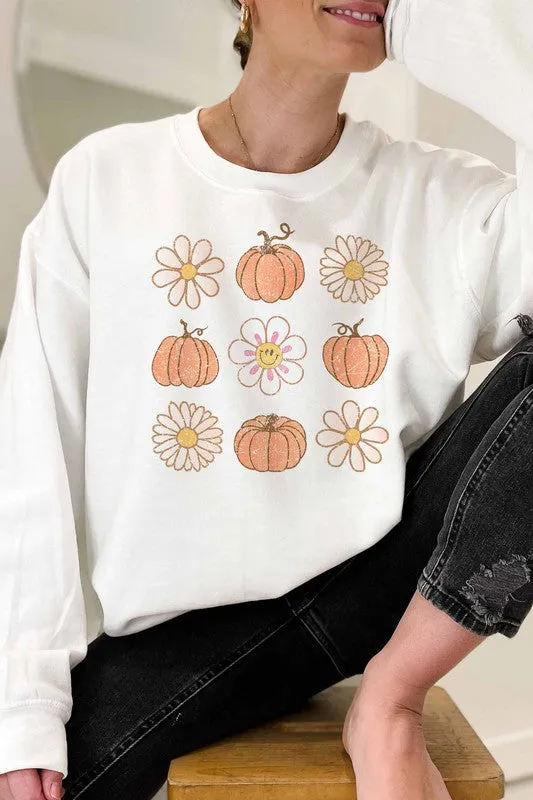 PUMPKINS AND FLOWERS SWEATSHIRT PLUS SIZE