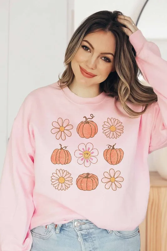 PUMPKINS AND FLOWERS SWEATSHIRT PLUS SIZE