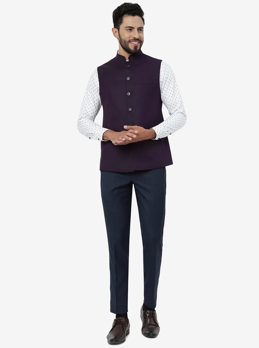 Purple Solid Regular Fit Modi Jacket | JadeBlue