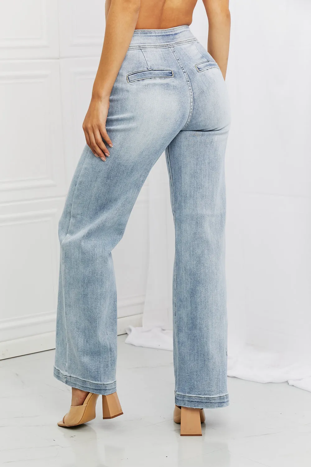 RISEN Full Size Luisa Wide Flare Jeans - Ships from The US