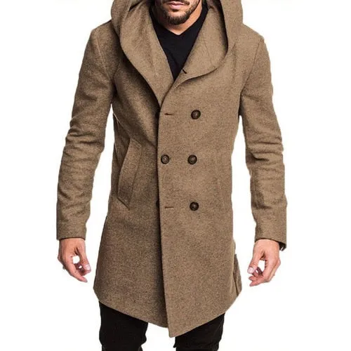 Slim Fit Hooded Long Over Coat