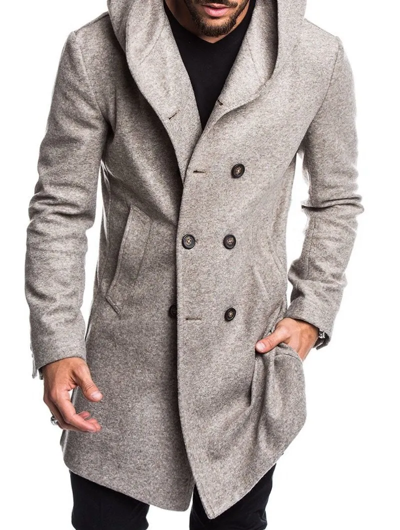 Slim Fit Hooded Long Over Coat