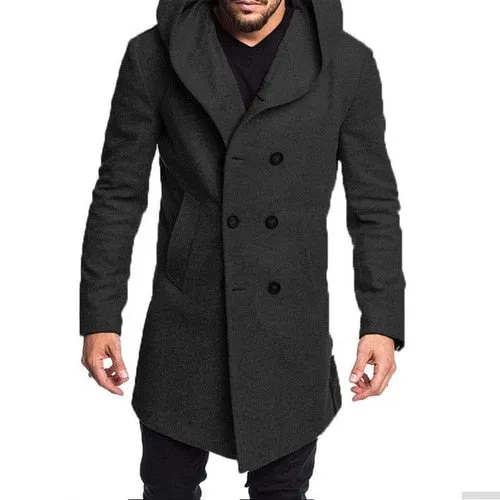 Slim Fit Hooded Long Over Coat