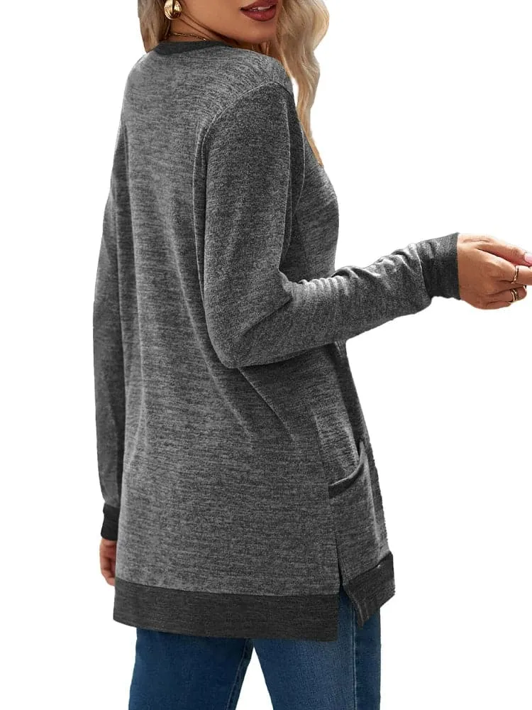 Solid Lightweight Sweatshirt for Women - Comfortable Polyester Blend, O-Neck Collar, Full-Length Sleeves