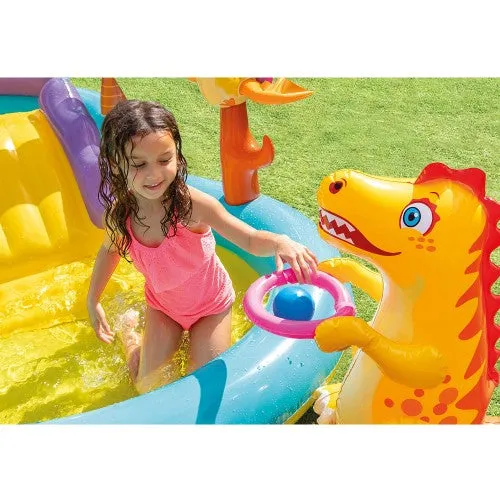 Super Cool Children’s Outdoor Dinoland Inflatable Kiddie Pool Park With Water Slide