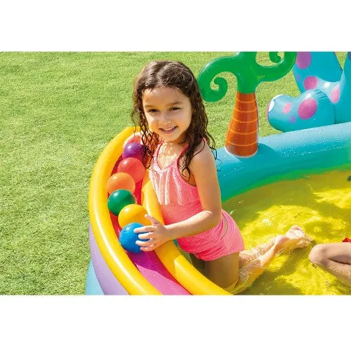 Super Cool Children’s Outdoor Dinoland Inflatable Kiddie Pool Park With Water Slide