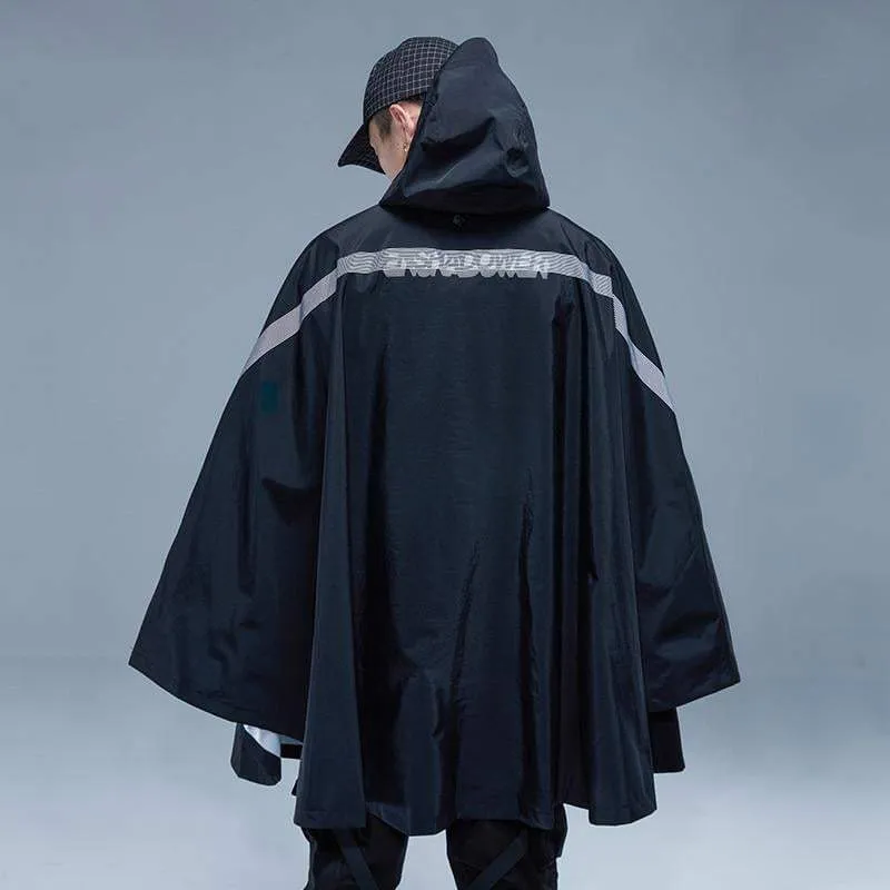 Techwear Black cape jacket