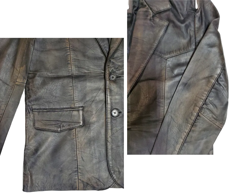 The "Carson" Distressed Brown Blazer Leather Jacket