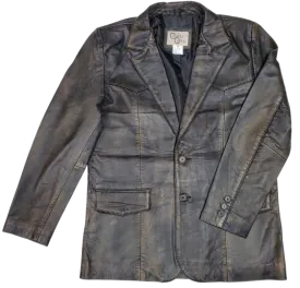 The "Carson" Distressed Brown Blazer Leather Jacket