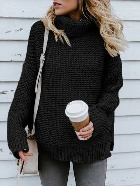 Thick Knitted Turtleneck Sweater for Women - Cozy Winter Pullover