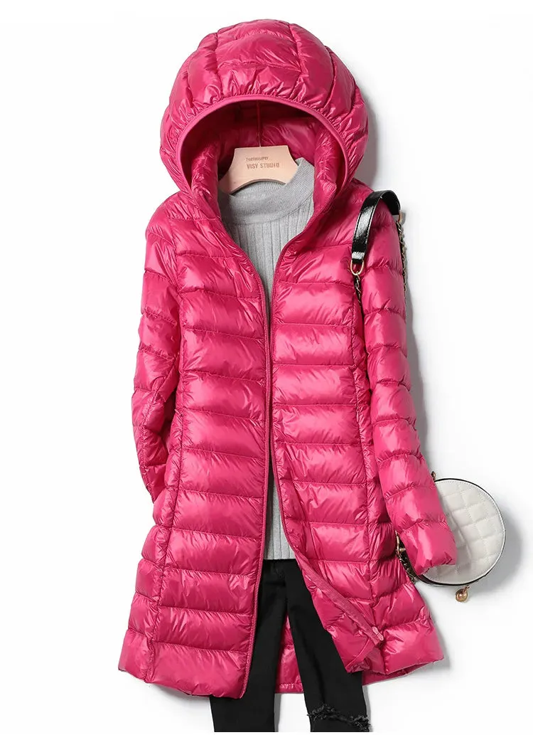 Trendy Puffer Long Jacket With Detachable Hood