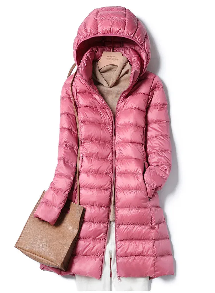 Trendy Puffer Long Jacket With Detachable Hood