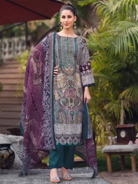 Unstitched Pure Cotton Pakistani Print Suit Dress Material with Dupatta