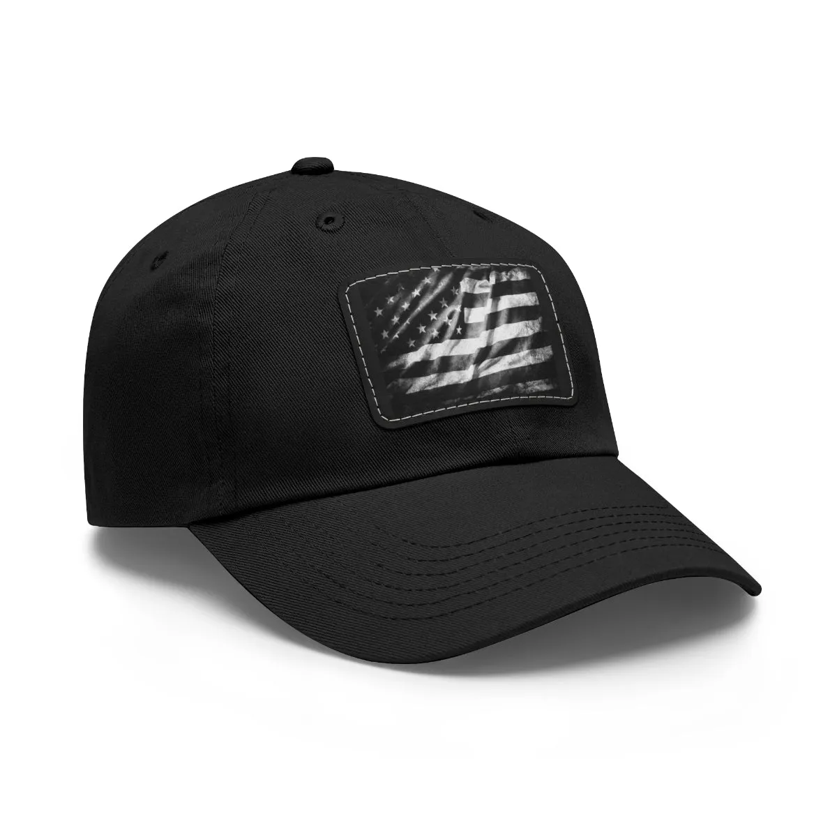 US Flag Dad Hat with Leather Patch