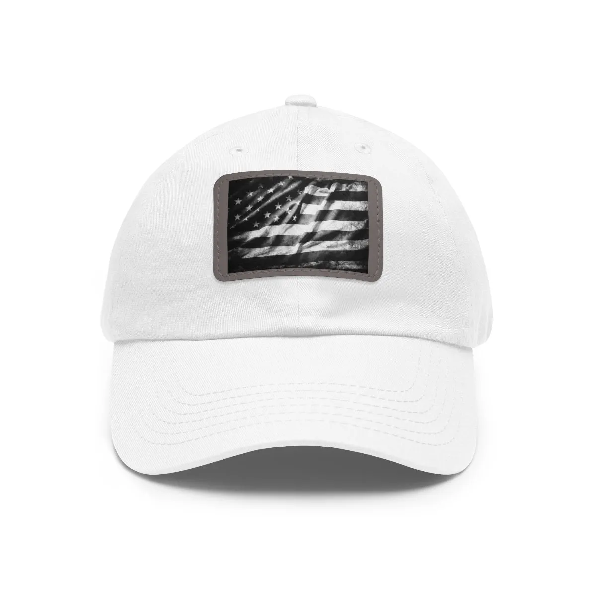 US Flag Dad Hat with Leather Patch