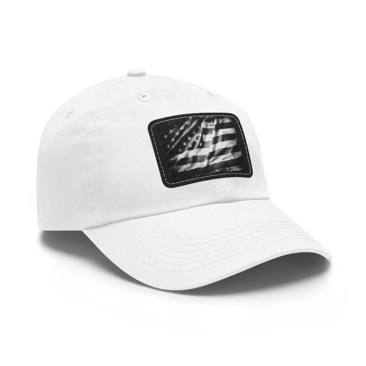 US Flag Dad Hat with Leather Patch