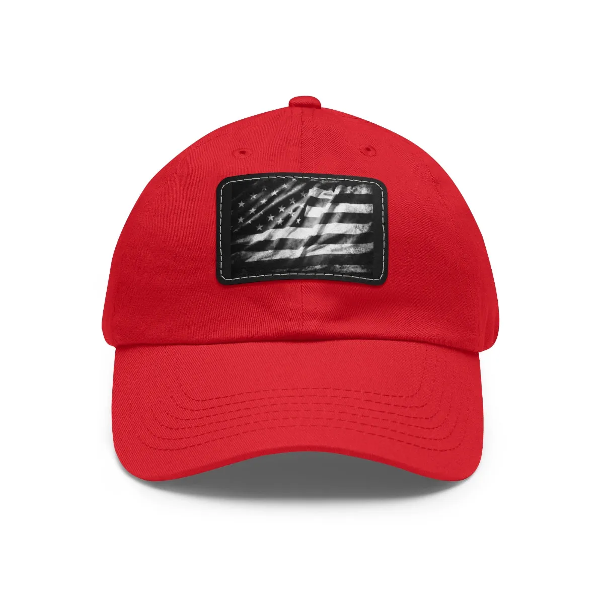 US Flag Dad Hat with Leather Patch