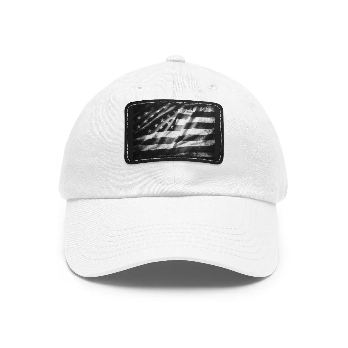 US Flag Dad Hat with Leather Patch