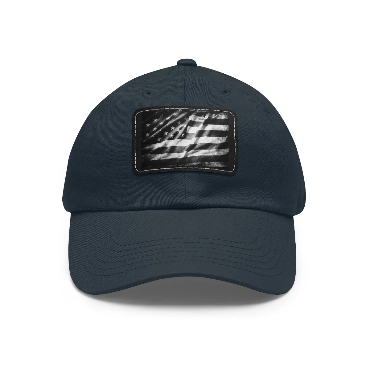 US Flag Dad Hat with Leather Patch