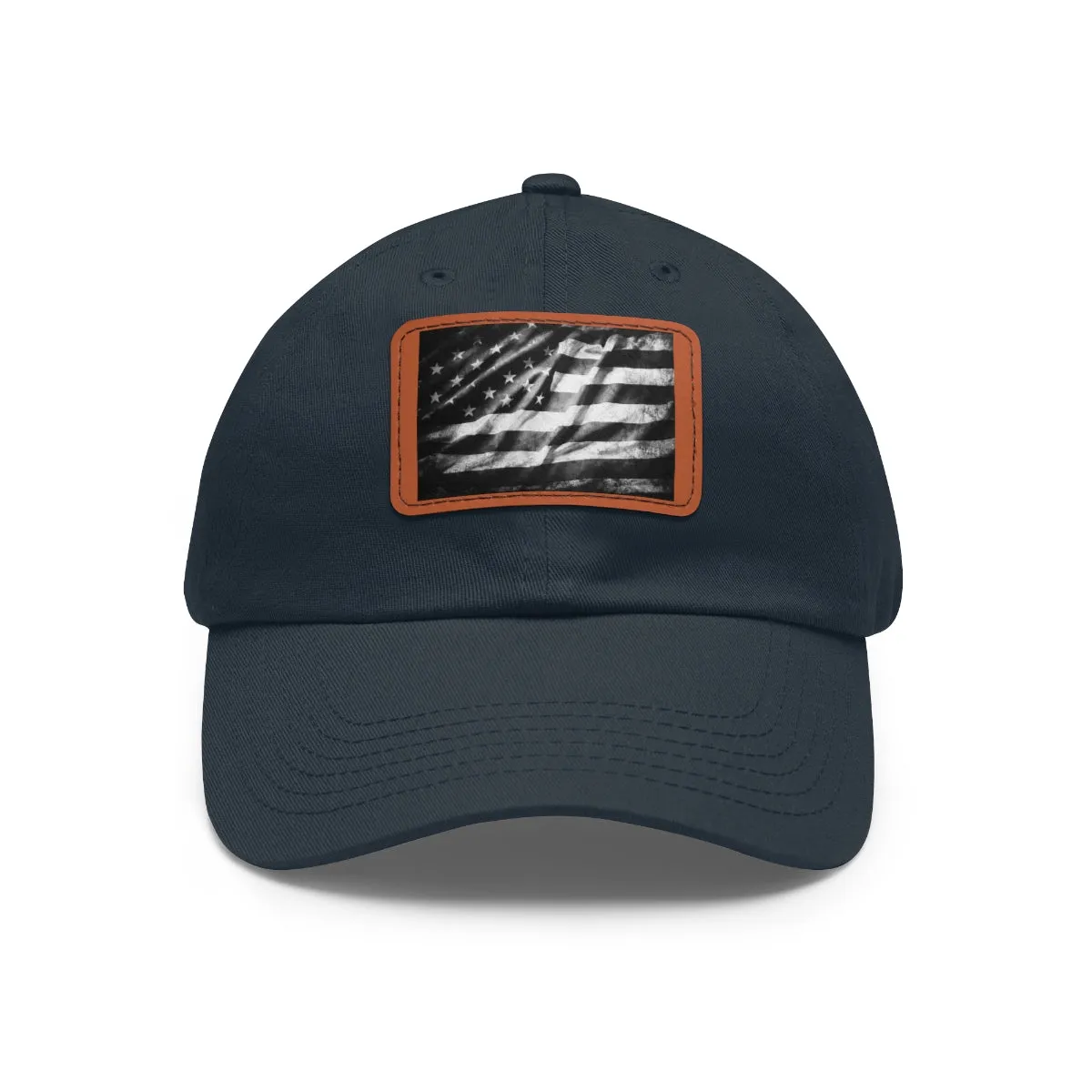 US Flag Dad Hat with Leather Patch