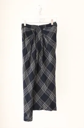 Vince - Textured Plaid Drape Skirt in Marine