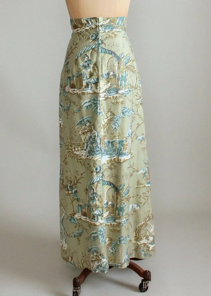 Vintage 1960s Toile Maxi Skirt