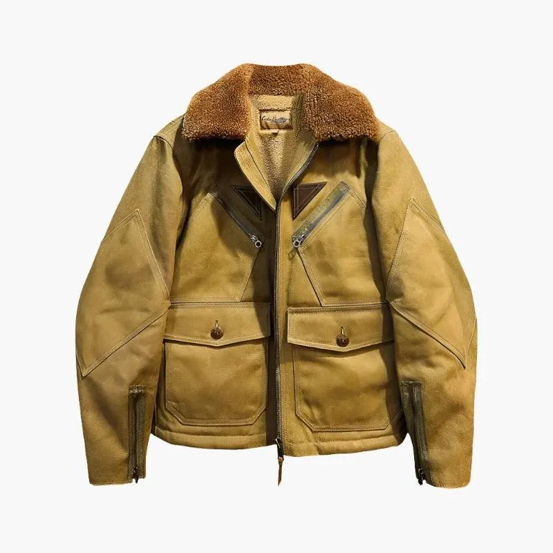 WAXED CANVAS LAMB WOOL MARSHALL FLIGHT JACKET KEARS