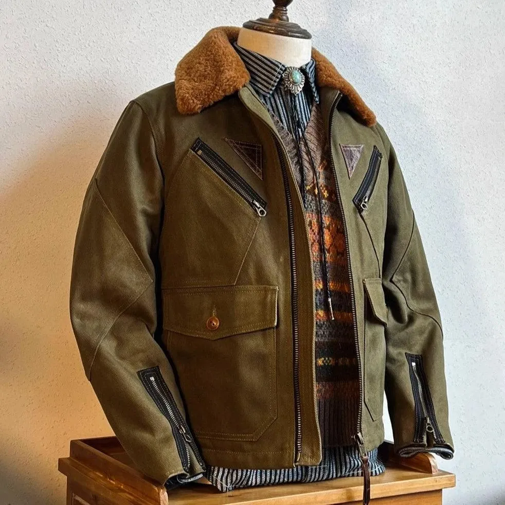 WAXED CANVAS LAMB WOOL MARSHALL FLIGHT JACKET KEARS