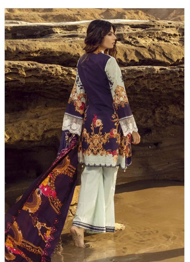 Women lawn Unstitched Pakistani Style Suits With Mal Mal Duppata