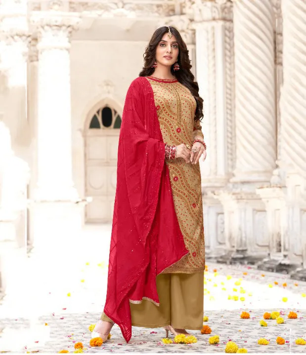 Women's Unstitched Salwar Suit Dress Material with Embroidery